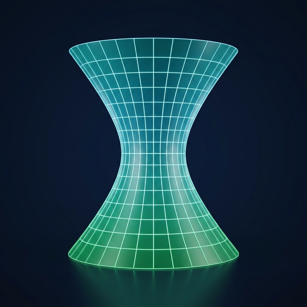 One-sheet hyperboloid 3D graph used in structural engineering and architectural cooling towers